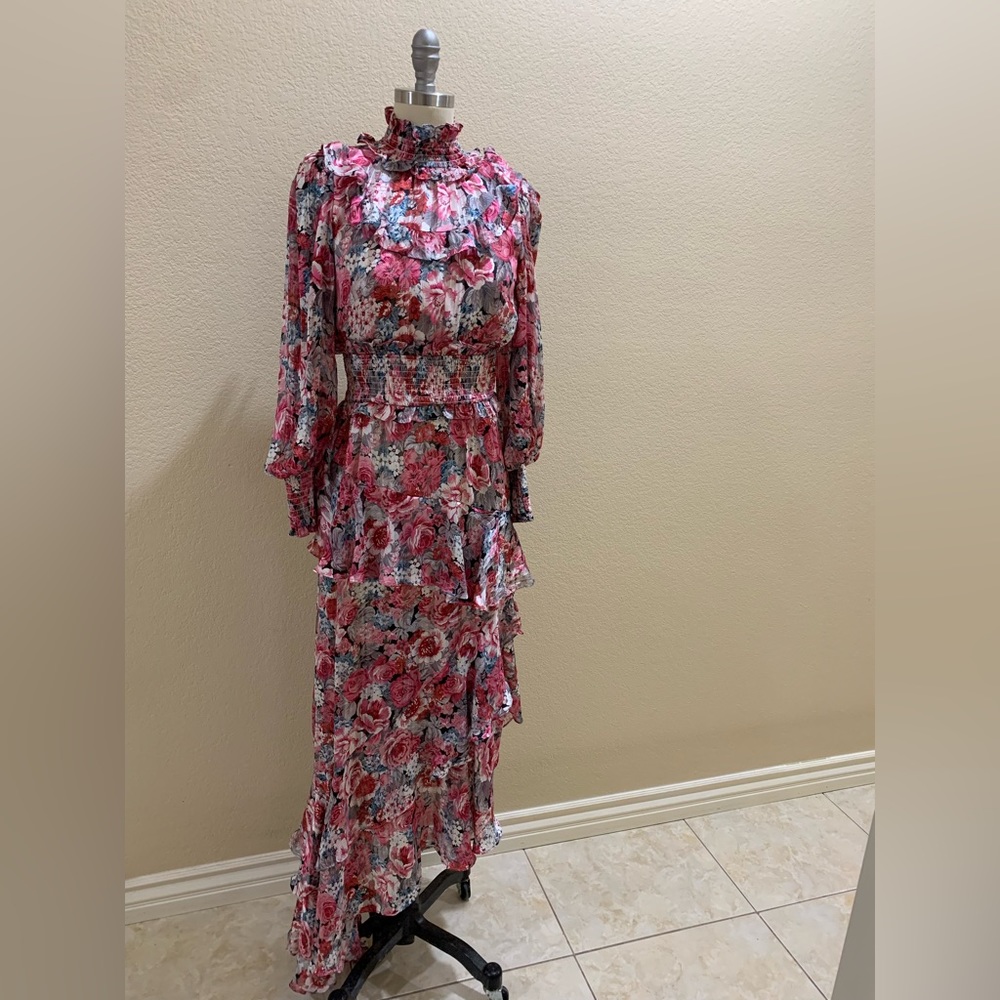 Elliatt Floral Long Sleeve Dress - Pink and White